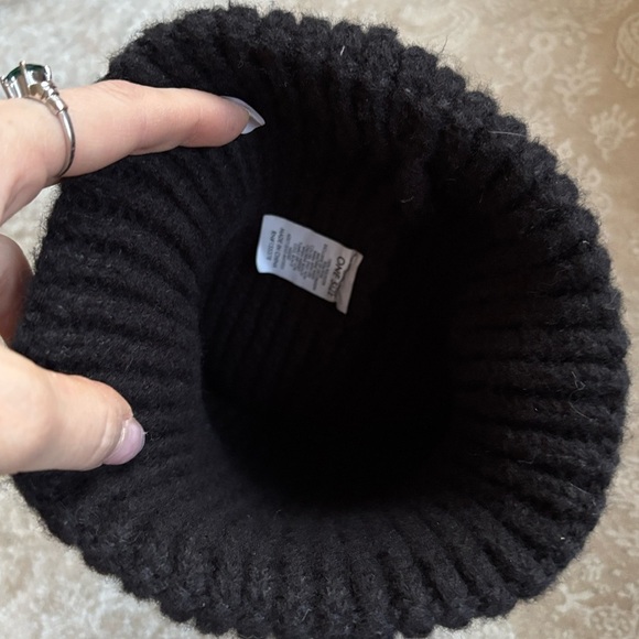 Brand New Baby Phat Black Knit Faux Fur Pom Hat Gold Metallic Embroidery Cuffed main image 11